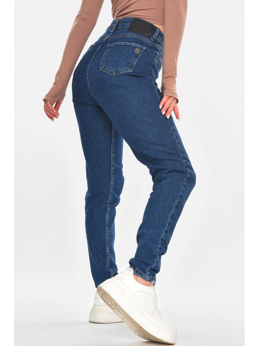 Джинсы женские однотонные тёмно-синего цвета 3026 210665C