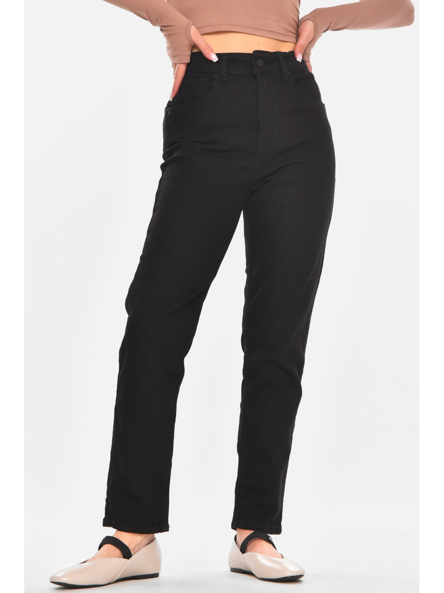 Джинсы женские однотонные черного цвета 00962/2 210667C