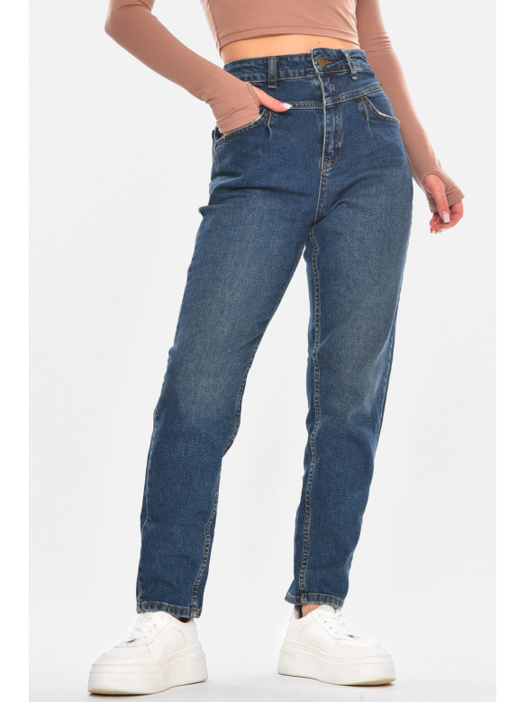 Джинсы женские однотонные тёмно-синего цвета 2567/2 210672C