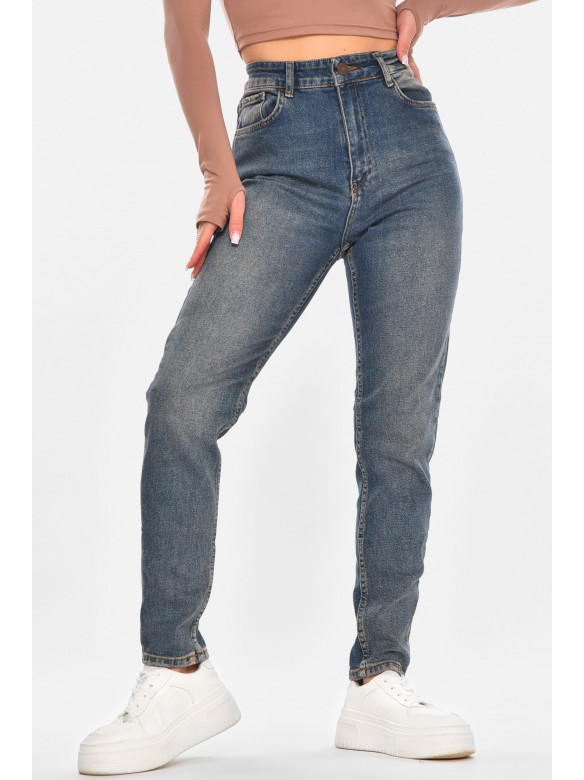 Джинсы женские однотонные синего цвета 3019 210673C