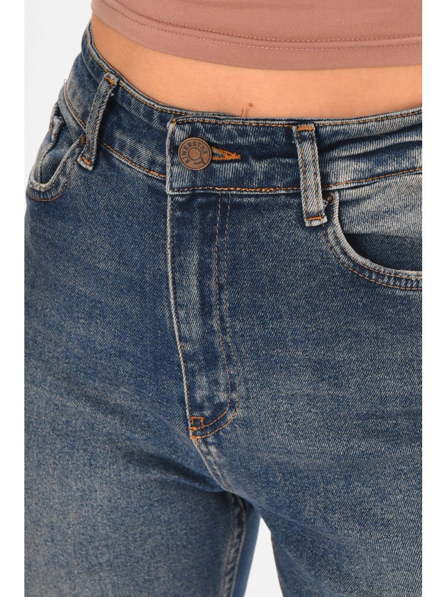 Джинсы женские однотонные синего цвета 3019 210673C