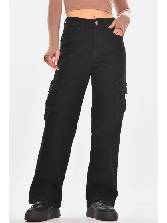 Джинсы женские однотонные черного цвета 00946 210674C