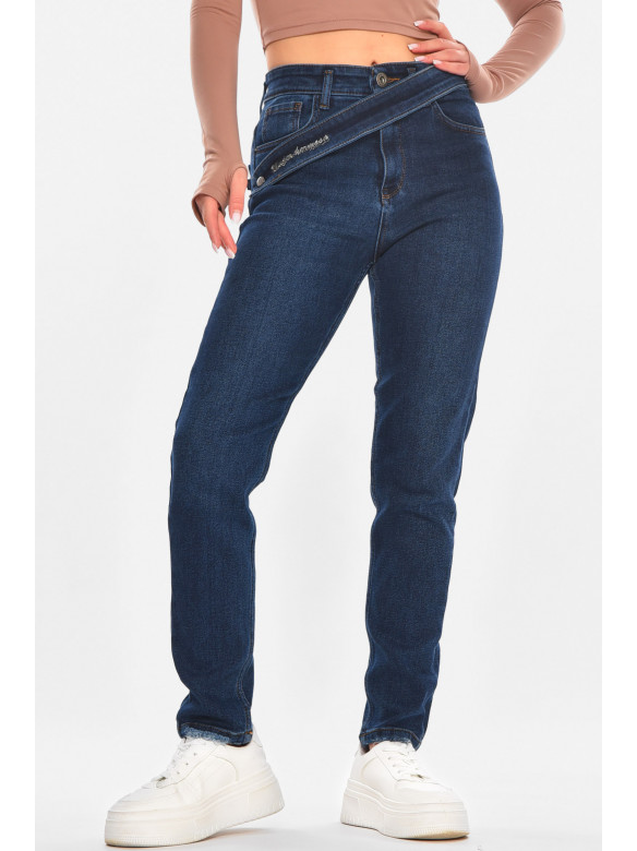 Джинсы женские однотонные тёмно-синего цвета 1951 210675C