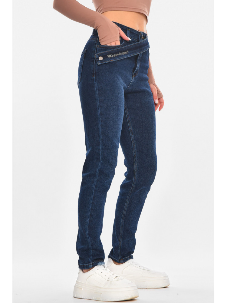 Джинсы женские однотонные тёмно-синего цвета 1951 210675C