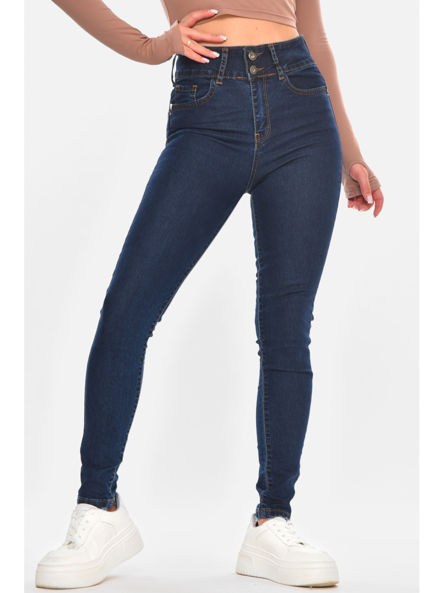 Джинсы женские однотонные тёмно-синего цвета 0936 210677C