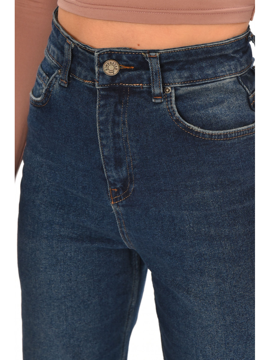 Джинсы женские однотонные тёмно-синего цвета 1116 210679C
