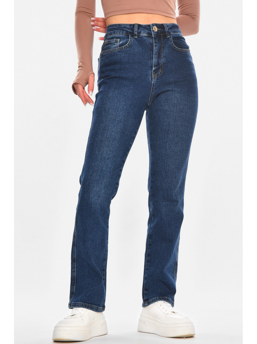 Джинсы женские однотонные тёмно-синего цвета 0140 210680C