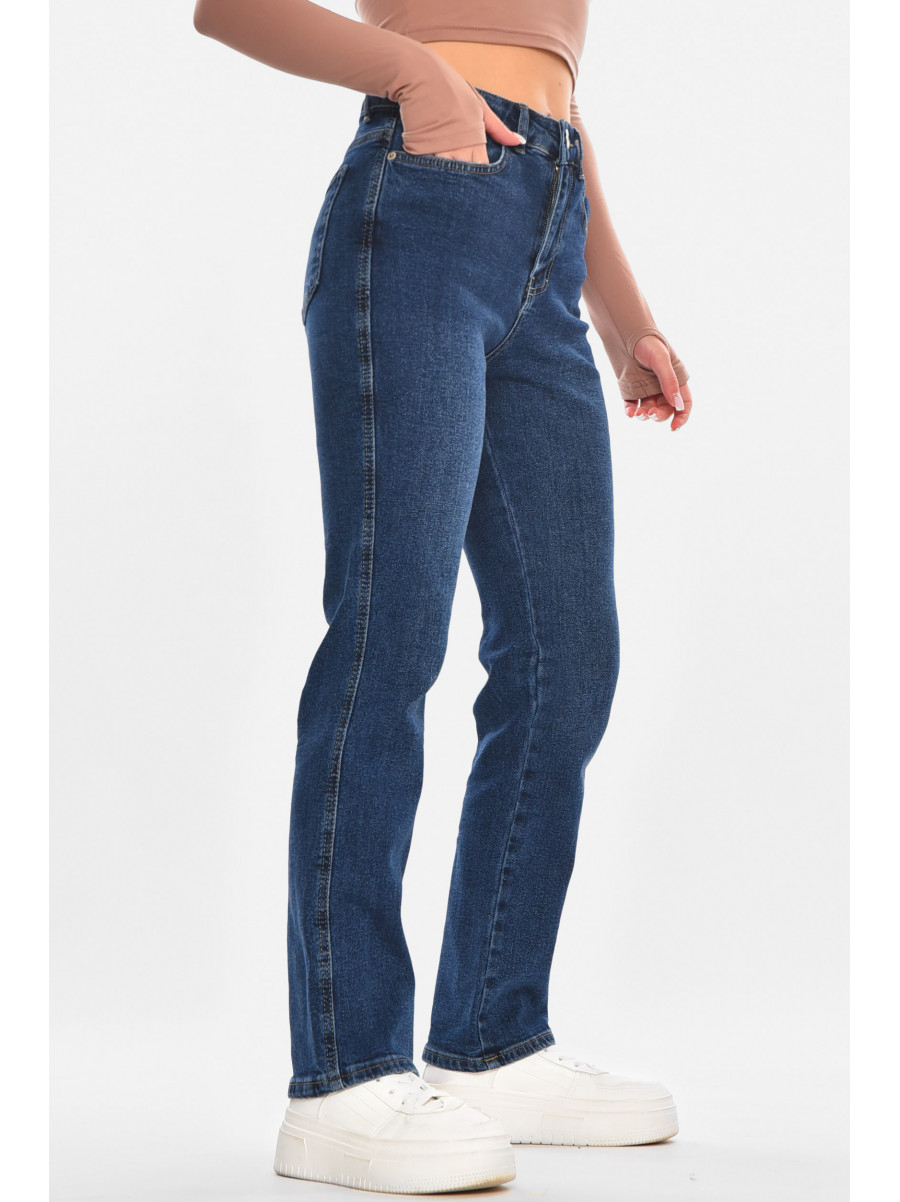 Джинсы женские однотонные тёмно-синего цвета 0140 210680C