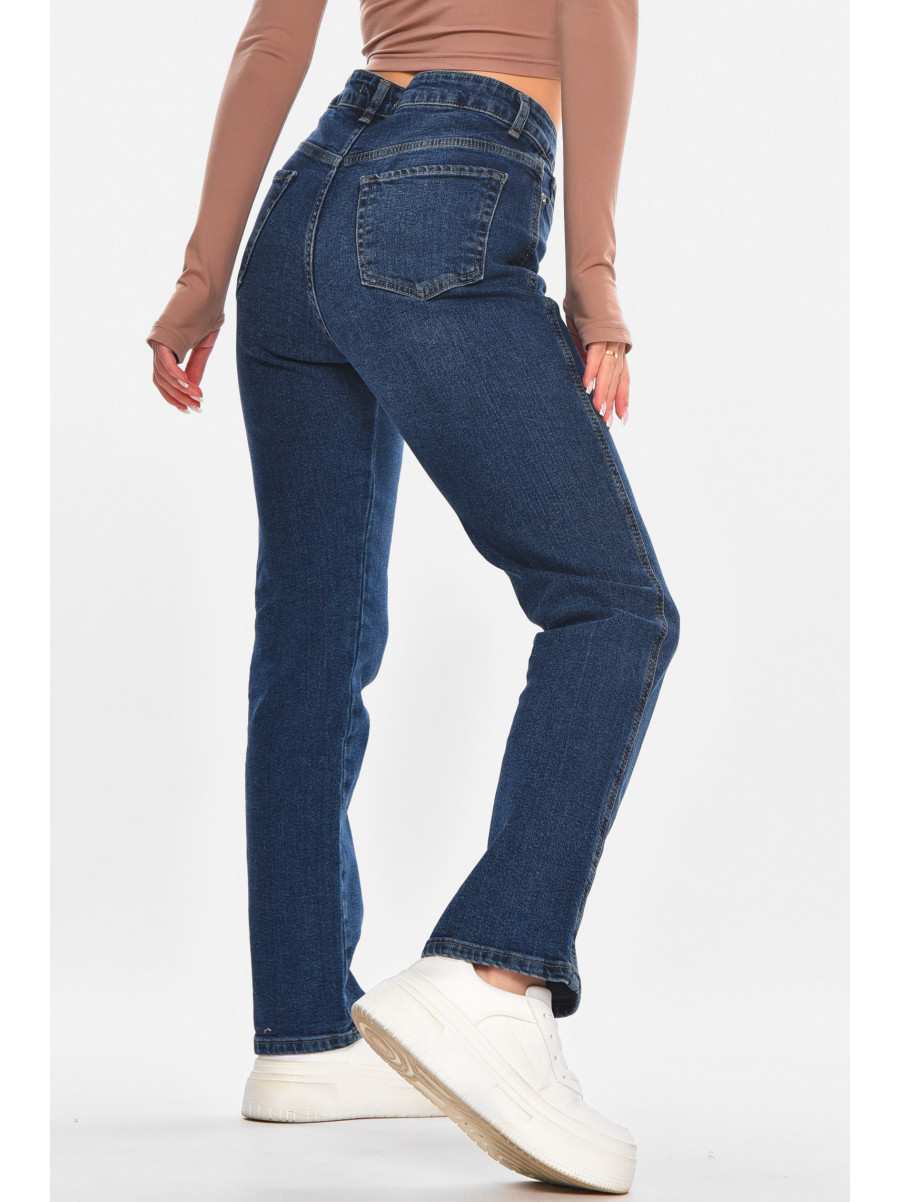 Джинсы женские однотонные тёмно-синего цвета 0140 210680C