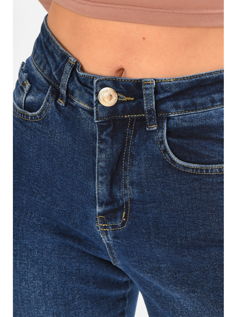 Джинсы женские однотонные тёмно-синего цвета 0140 210680C