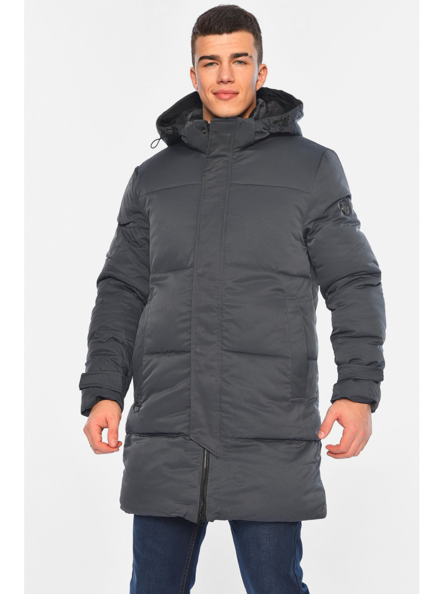 Куртка мужская удлиненная еврозима серого цвета Уценка 870 210681C
