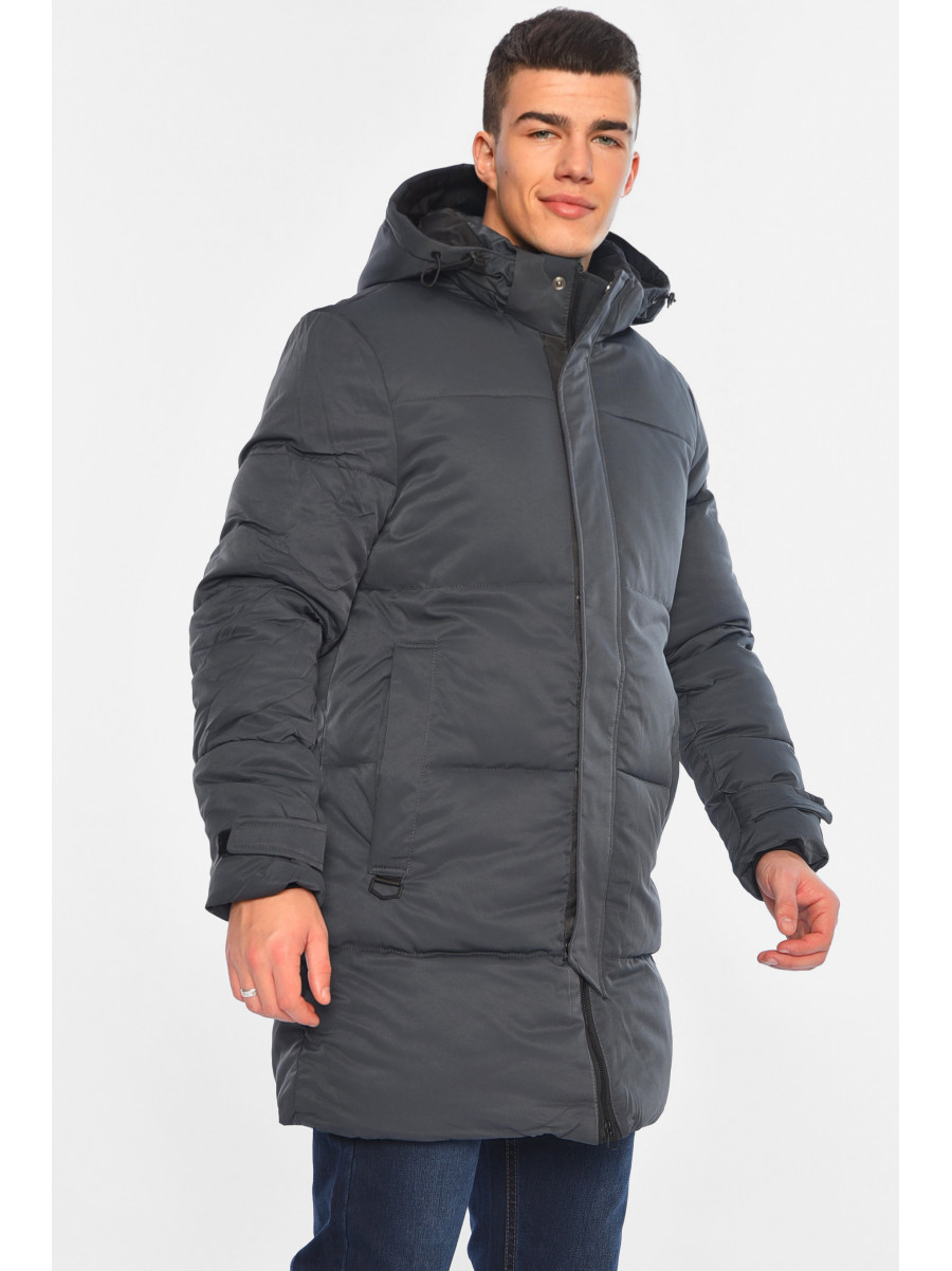 Куртка мужская удлиненная еврозима серого цвета Уценка 870 210681C