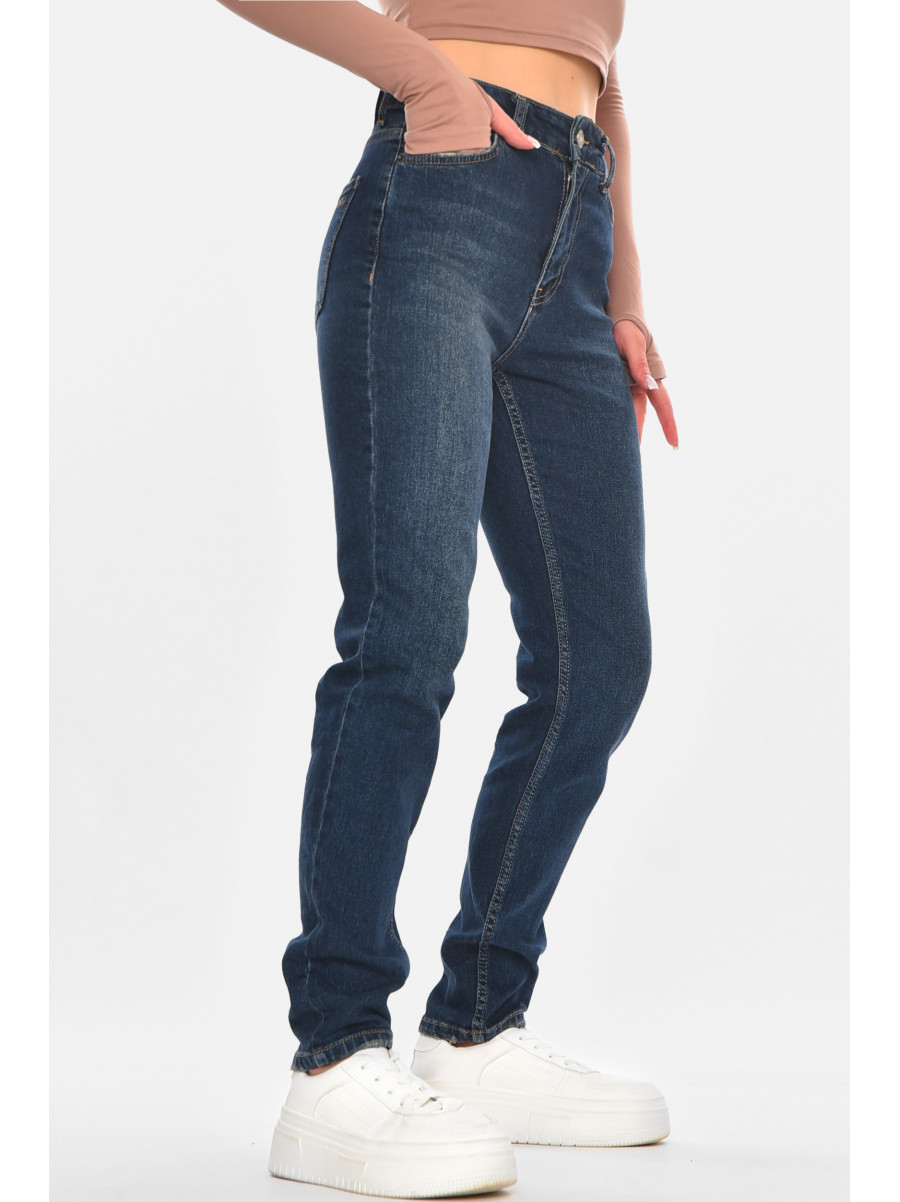 Джинсы женские однотонные тёмно-синего цвета 1113 210683C