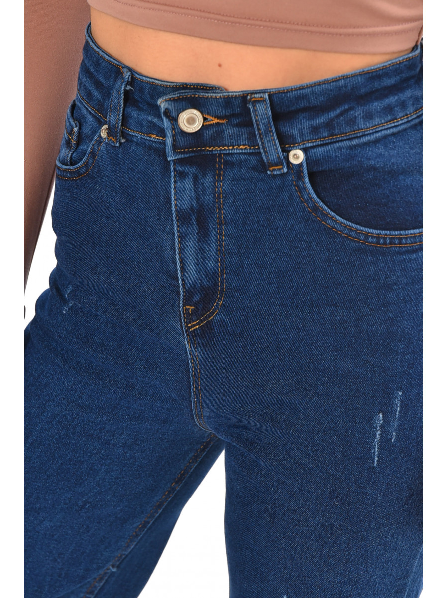 Джинсы женские однотонные синего цвета 1037 210685C