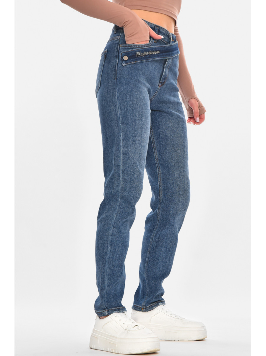 Джинсы женские однотонные синего цвета 1951 210689C