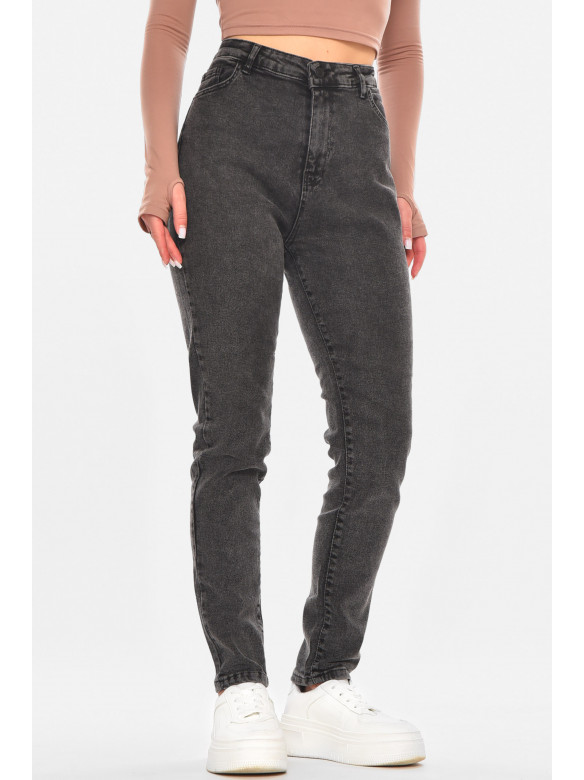 Джинсы женские однотонные темно-серого цвета 1912 210691C