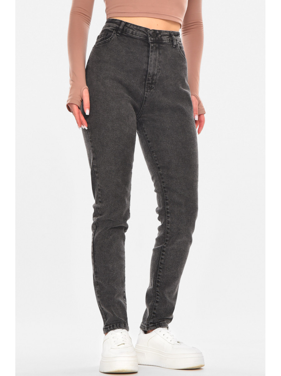 Джинсы женские однотонные темно-серого цвета 1912 210691C