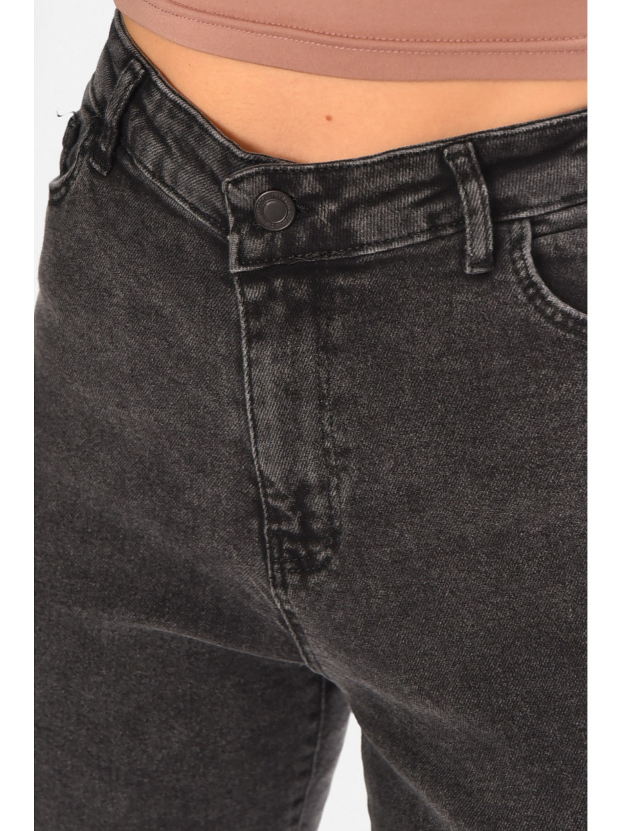 Джинсы женские однотонные темно-серого цвета 1912 210691C