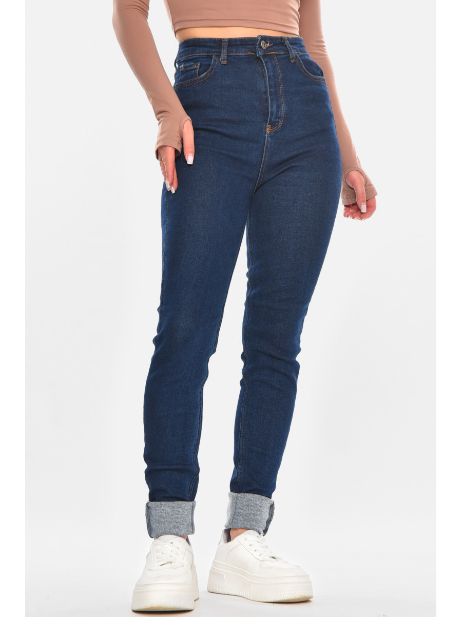 Джинсы женские однотонные тёмно-синего цвета 3185 210692C
