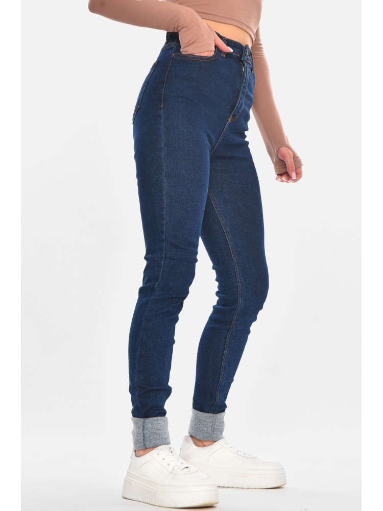 Джинсы женские однотонные тёмно-синего цвета 3185 210692C