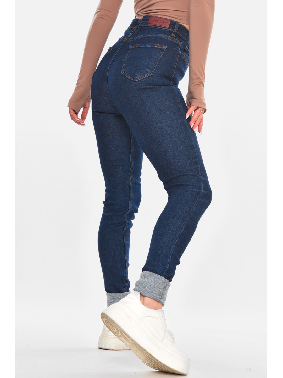 Джинсы женские однотонные тёмно-синего цвета 3185 210692C
