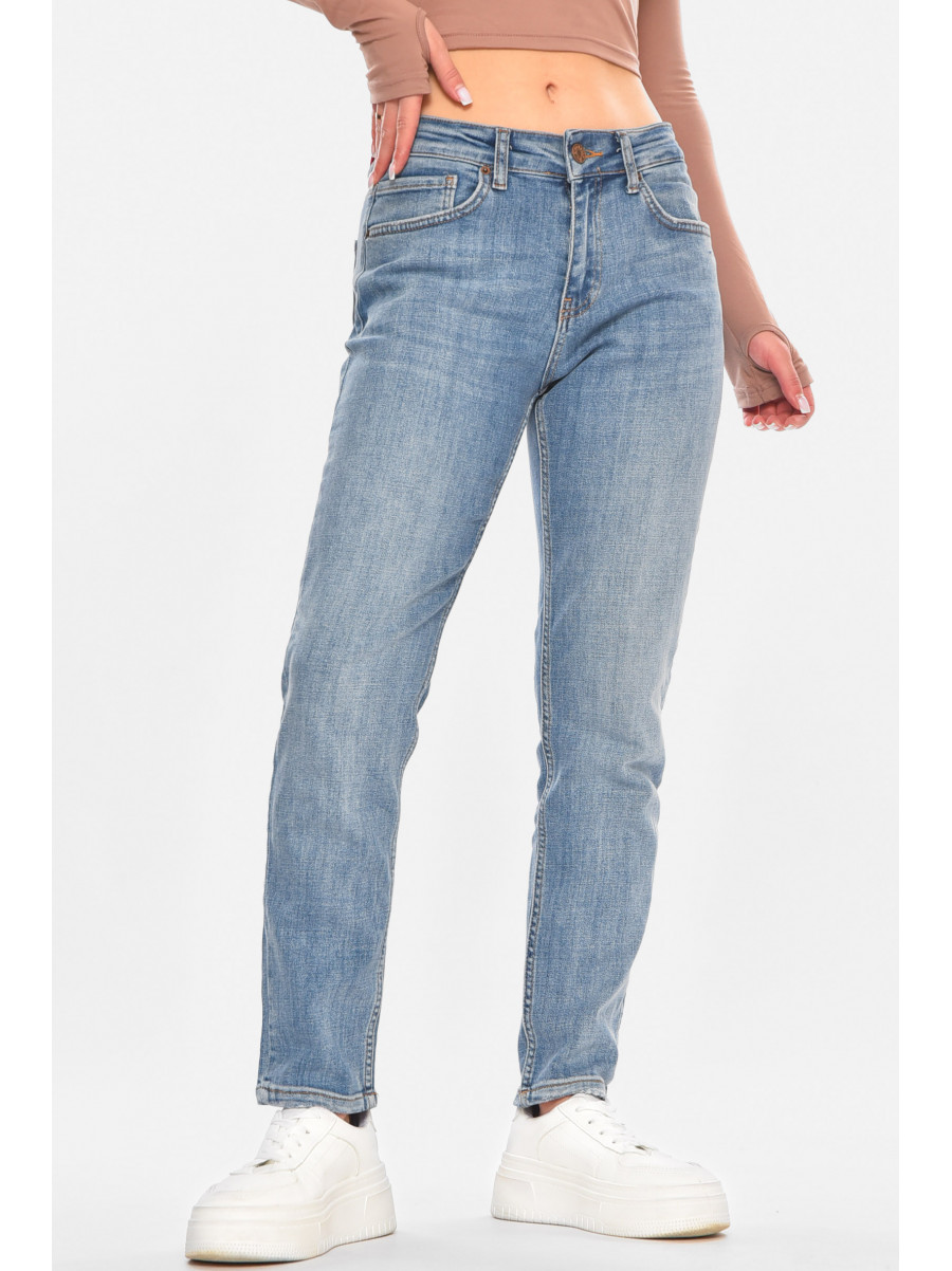 Джинсы женские однотонные синего цвета 1138 210707C