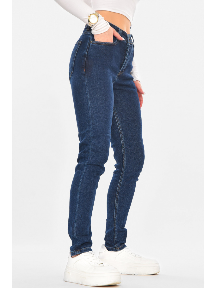 Джинсы женские однотонные тёмно-синего цвета 3163 210711C