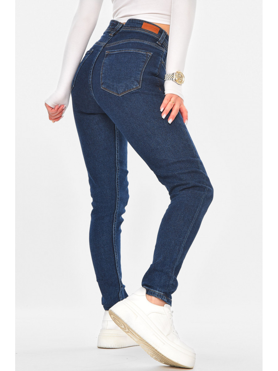 Джинсы женские однотонные тёмно-синего цвета 3163 210711C