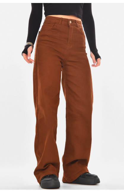 Джинсы женские однотонные тёмно-коричневого цвета 1037 210716C