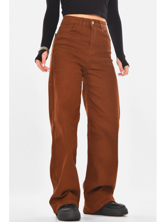 Джинсы женские однотонные тёмно-коричневого цвета 1037 210716C