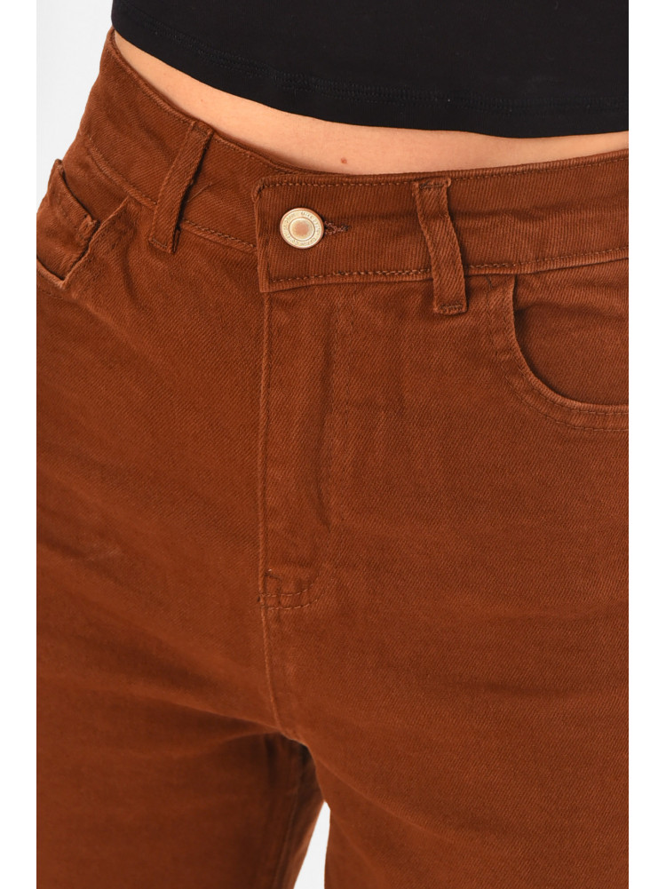 Джинсы женские однотонные тёмно-коричневого цвета 1037 210716C