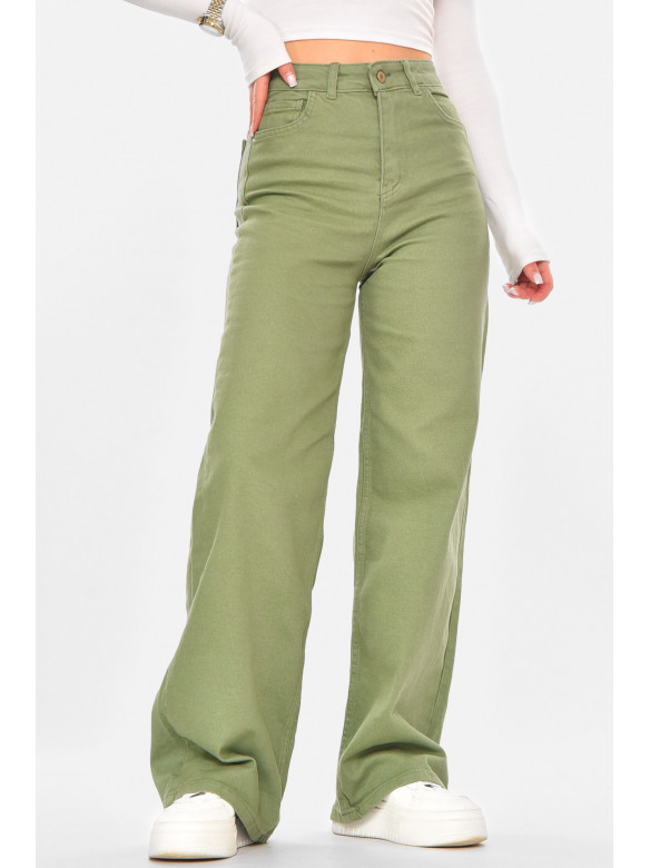 Джинсы женские однотонные зеленого цвета 1037 210717C