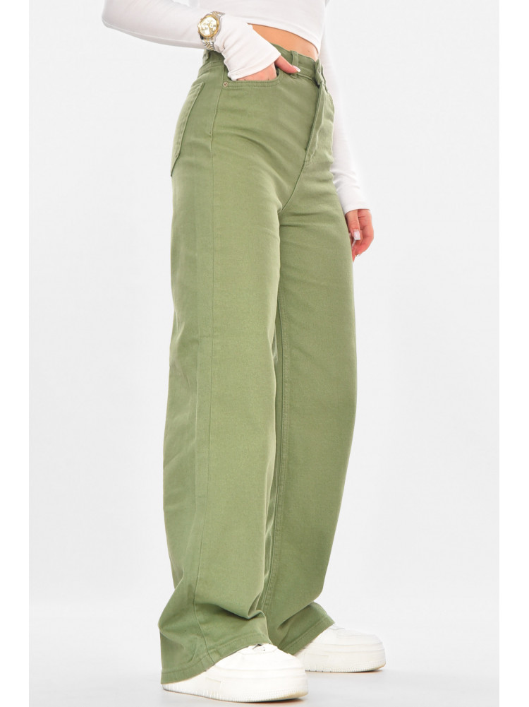 Джинсы женские однотонные зеленого цвета 1037 210717C