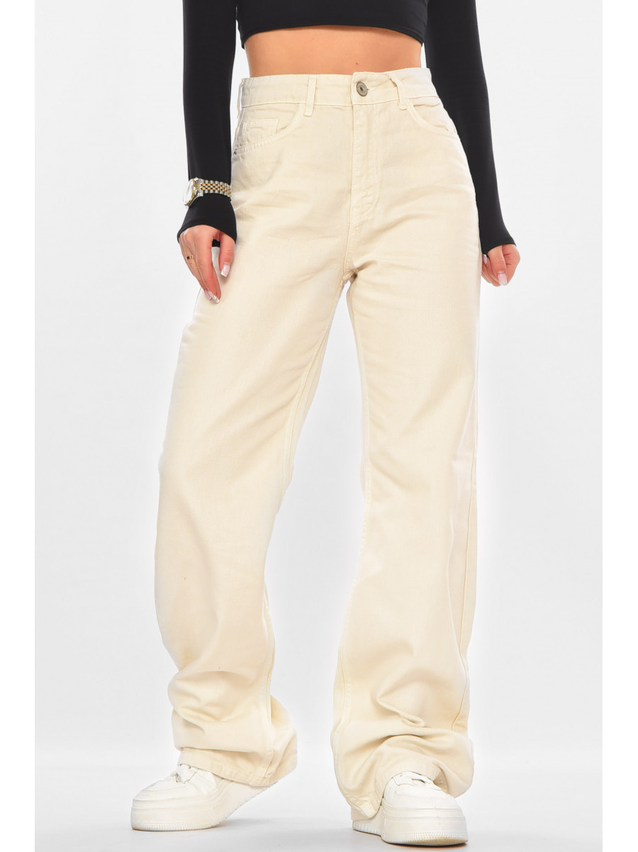 Джинсы женские однотонные молочного цвета 0137 210721C
