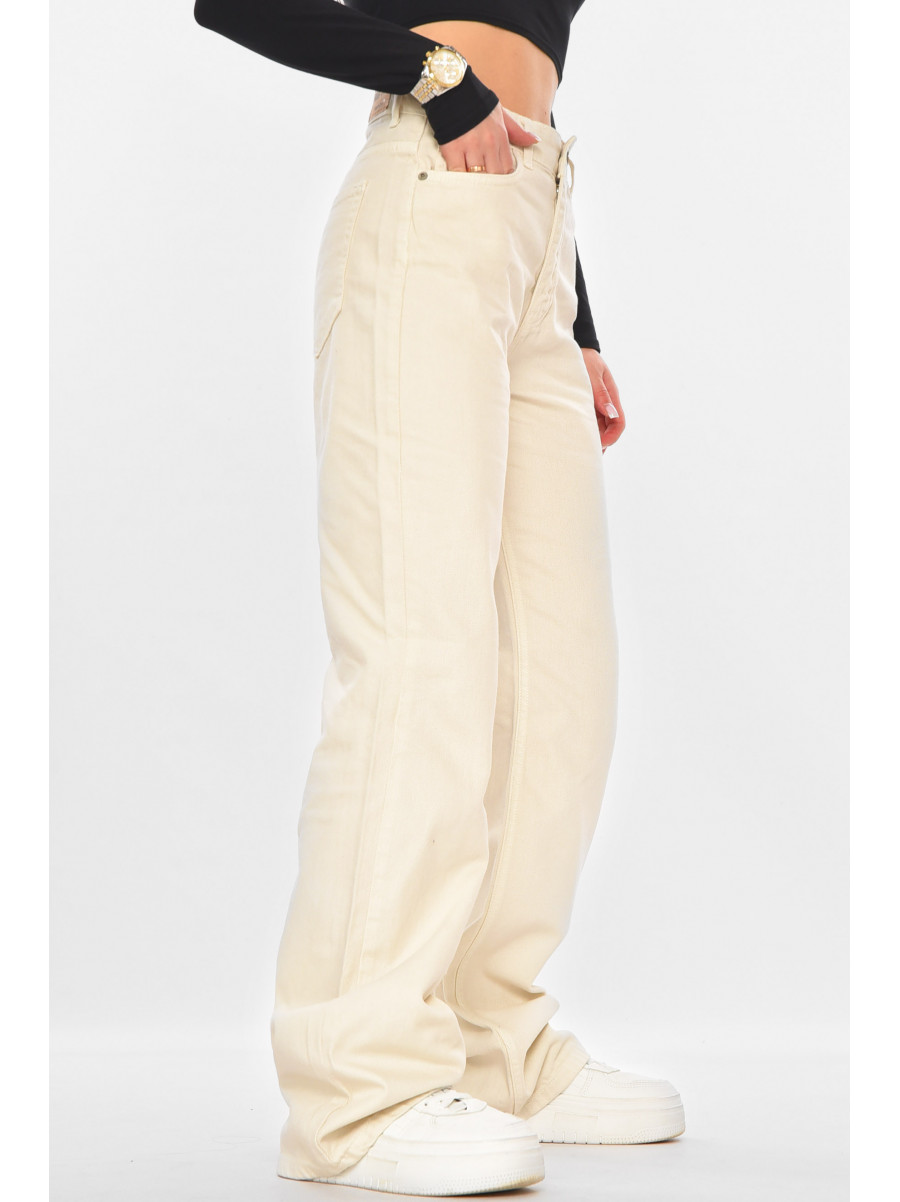 Джинсы женские однотонные молочного цвета 0137 210721C