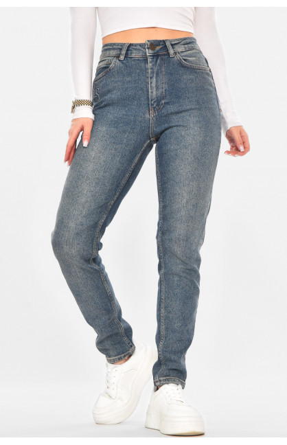 Джинсы женские однотонные синего цвета 1093 210730C