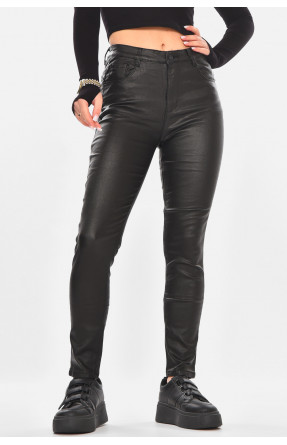 Штаны женские с эко-кожи однотонные черного цвета K5252-1 210732C