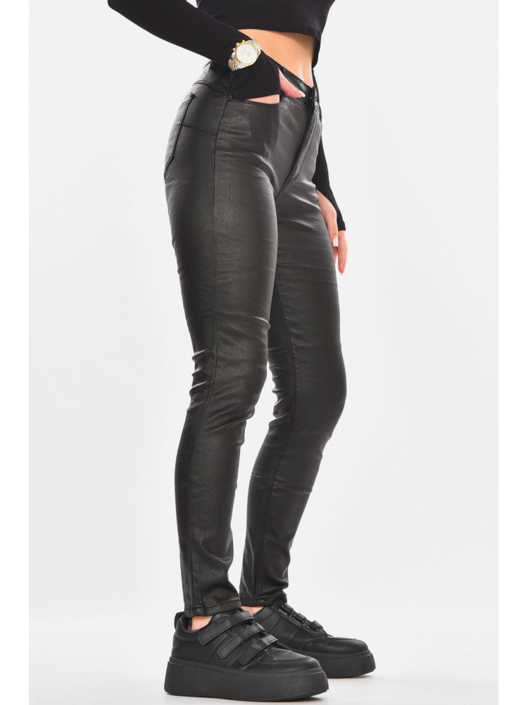 Штаны женские с эко-кожи однотонные черного цвета K5252-1 210732C