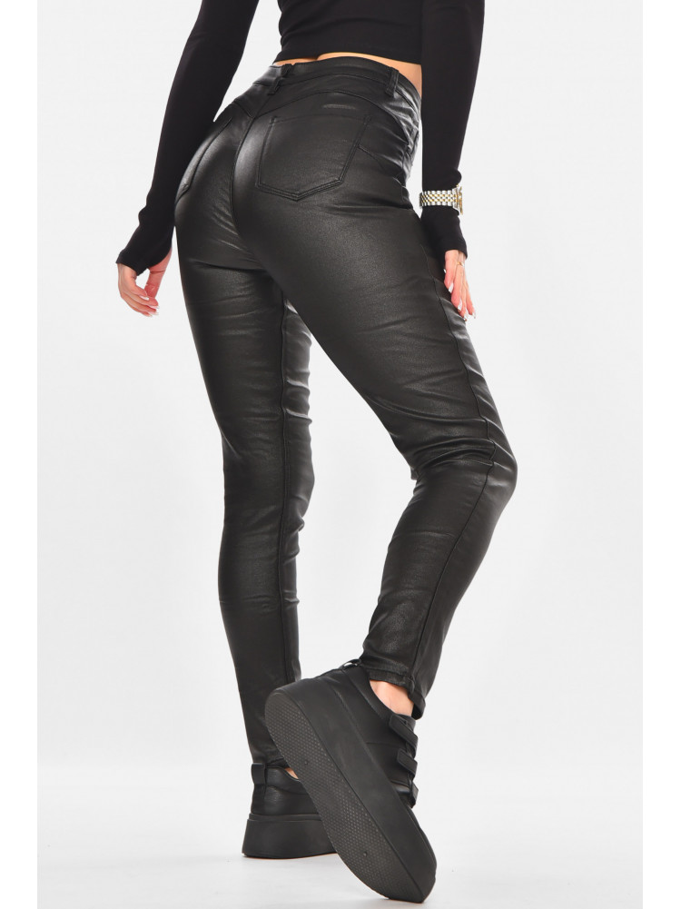 Штаны женские с эко-кожи однотонные черного цвета K5252-1 210732C