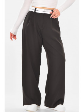 Штани жіночі однотонні напівбатальні чорного кольору 3155 210733C