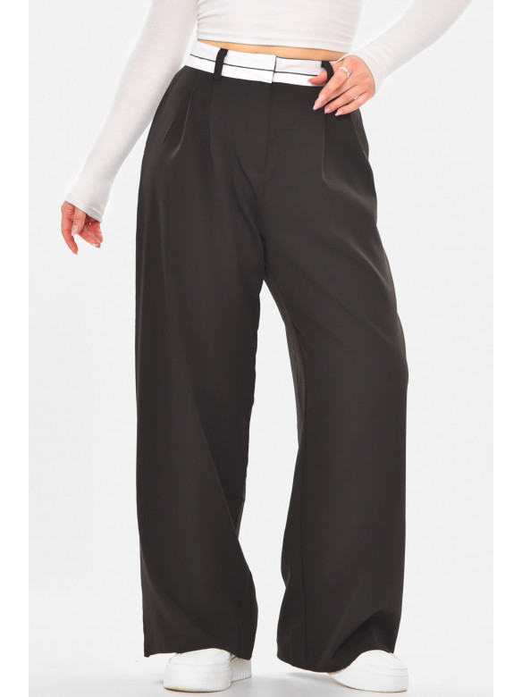 Штани жіночі однотонні напівбатальні чорного кольору 3155 210733C