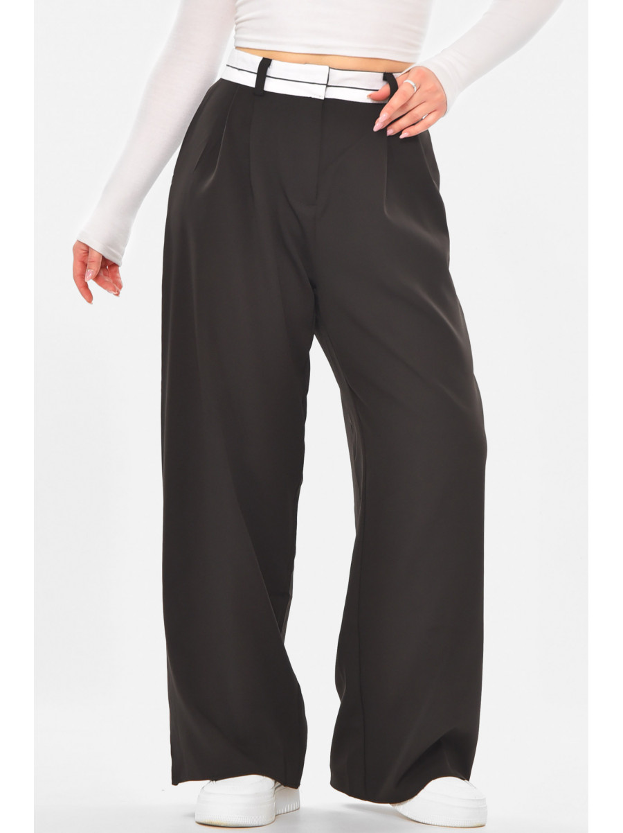 Штани жіночі однотонні напівбатальні чорного кольору 3155 210733C