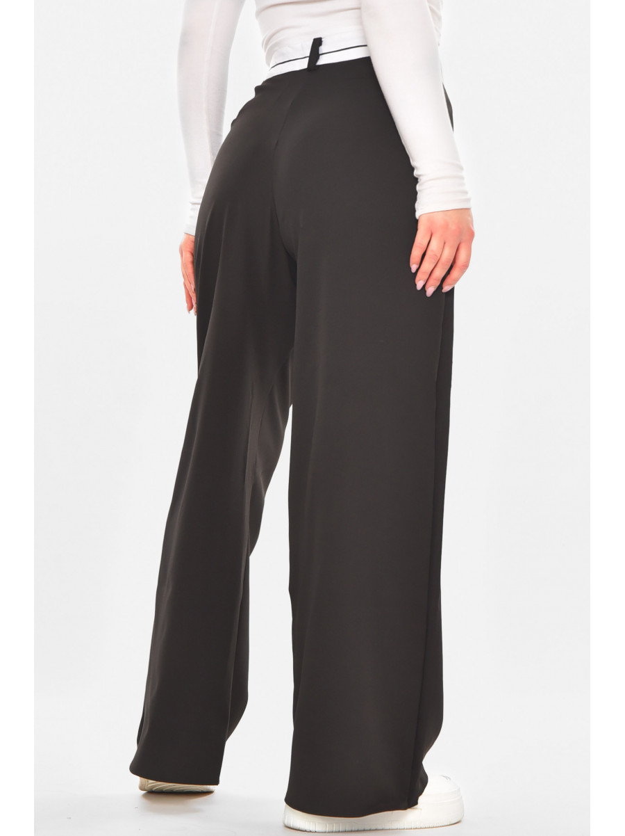 Штани жіночі однотонні напівбатальні чорного кольору 3155 210733C