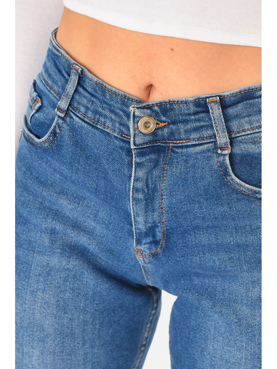 Джинсы женские однотонные синего цвета 1053 210738C
