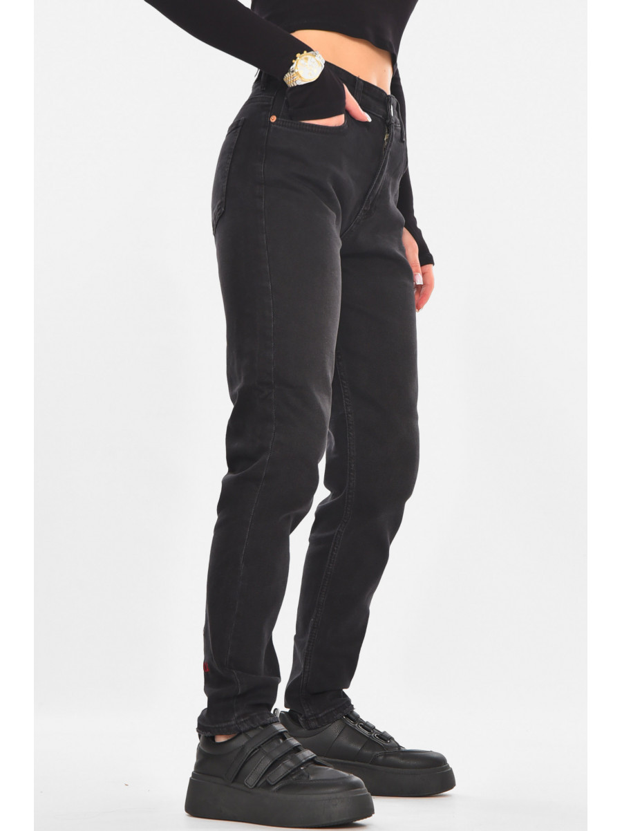 Джинсы женские однотонные черного цвета 1974-1 210739C