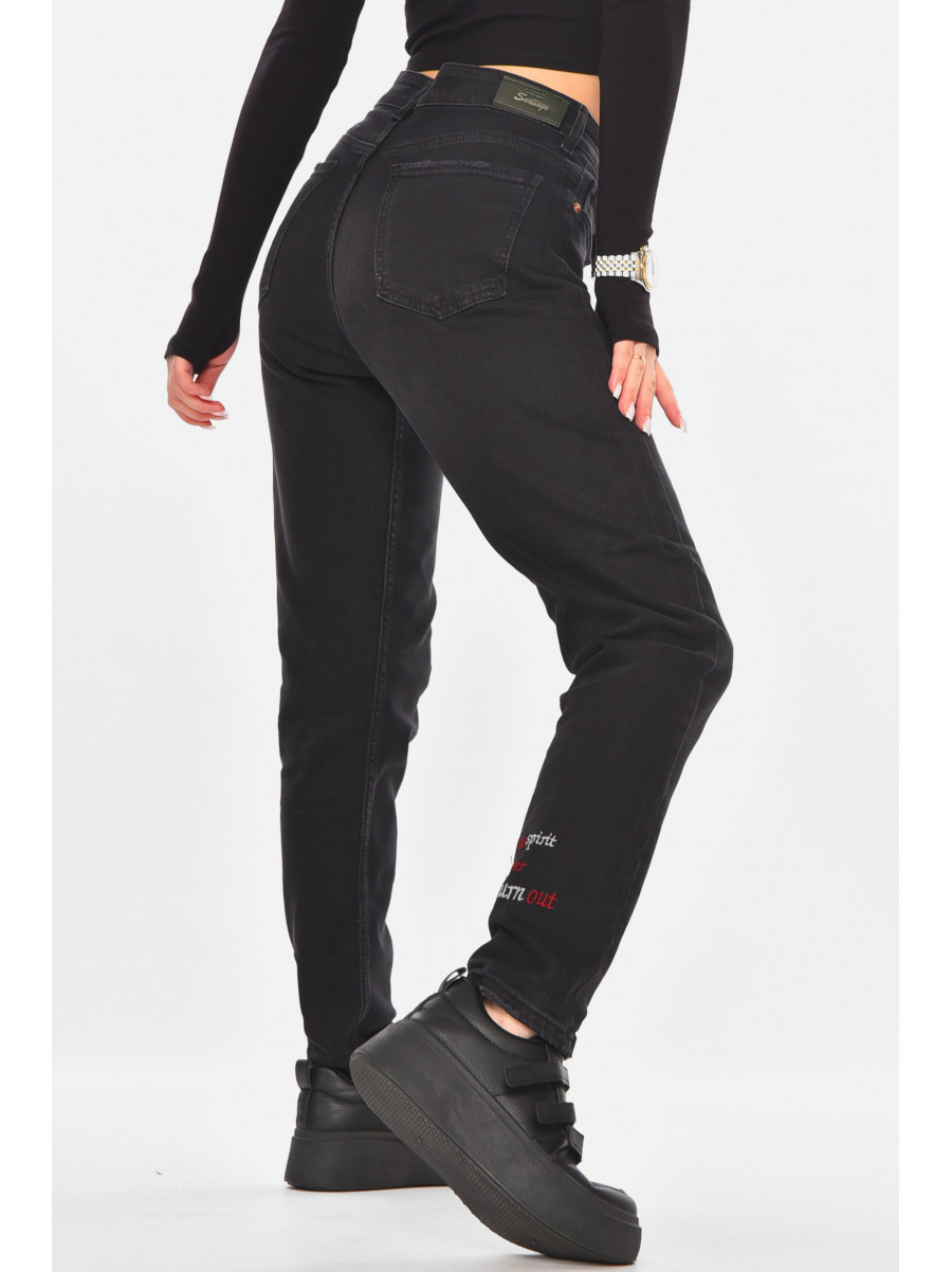 Джинсы женские однотонные черного цвета 1974-1 210739C