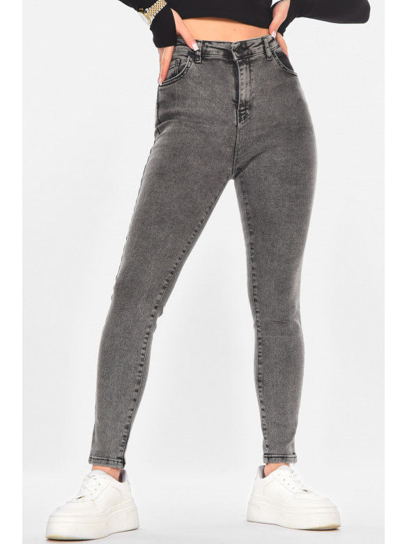 Джинсы женские однотонные серого цвета 1915 210741C