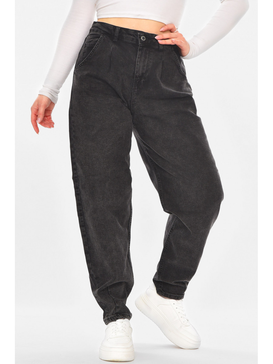 Джинсы женские однотонные черного цвета 076 210742C