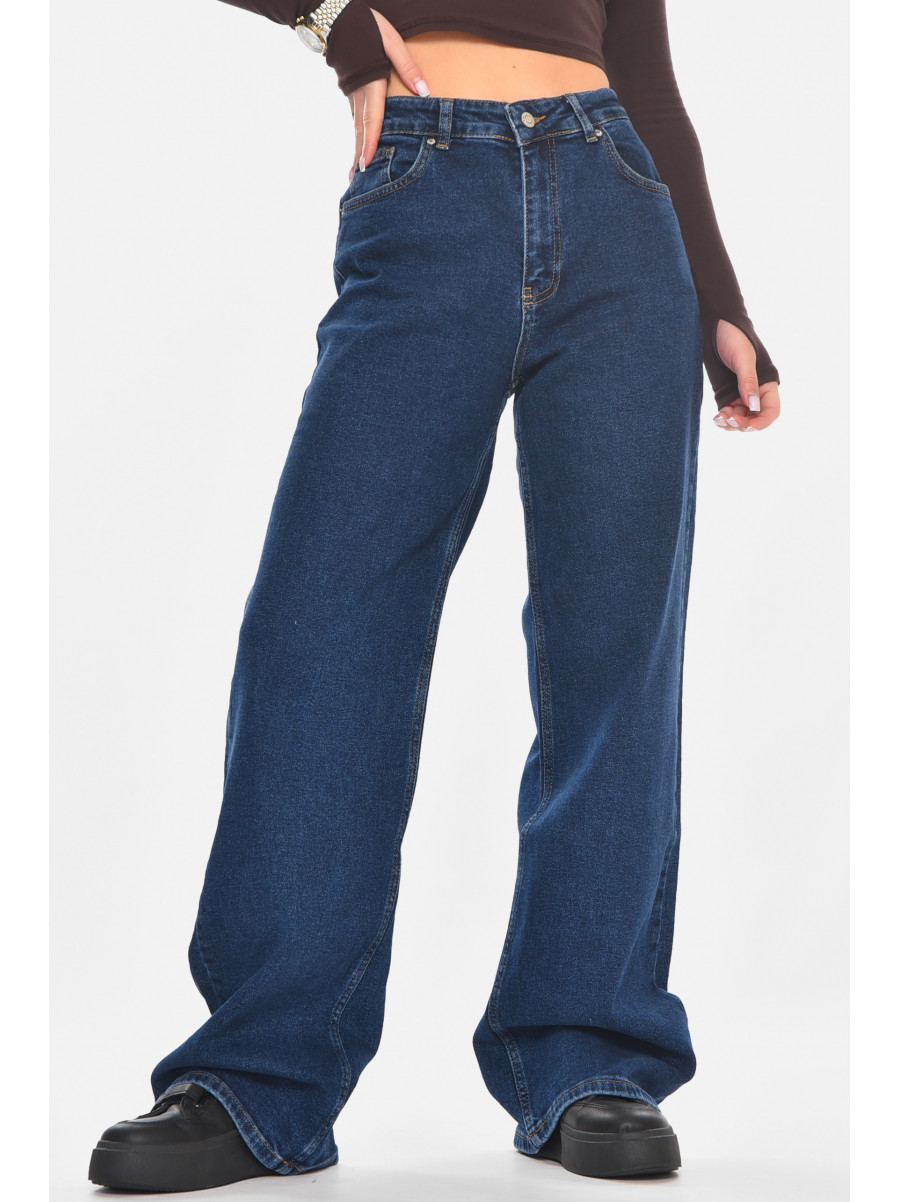 Джинсы женские однотонные тёмно-синего цвета RW-500 210743C