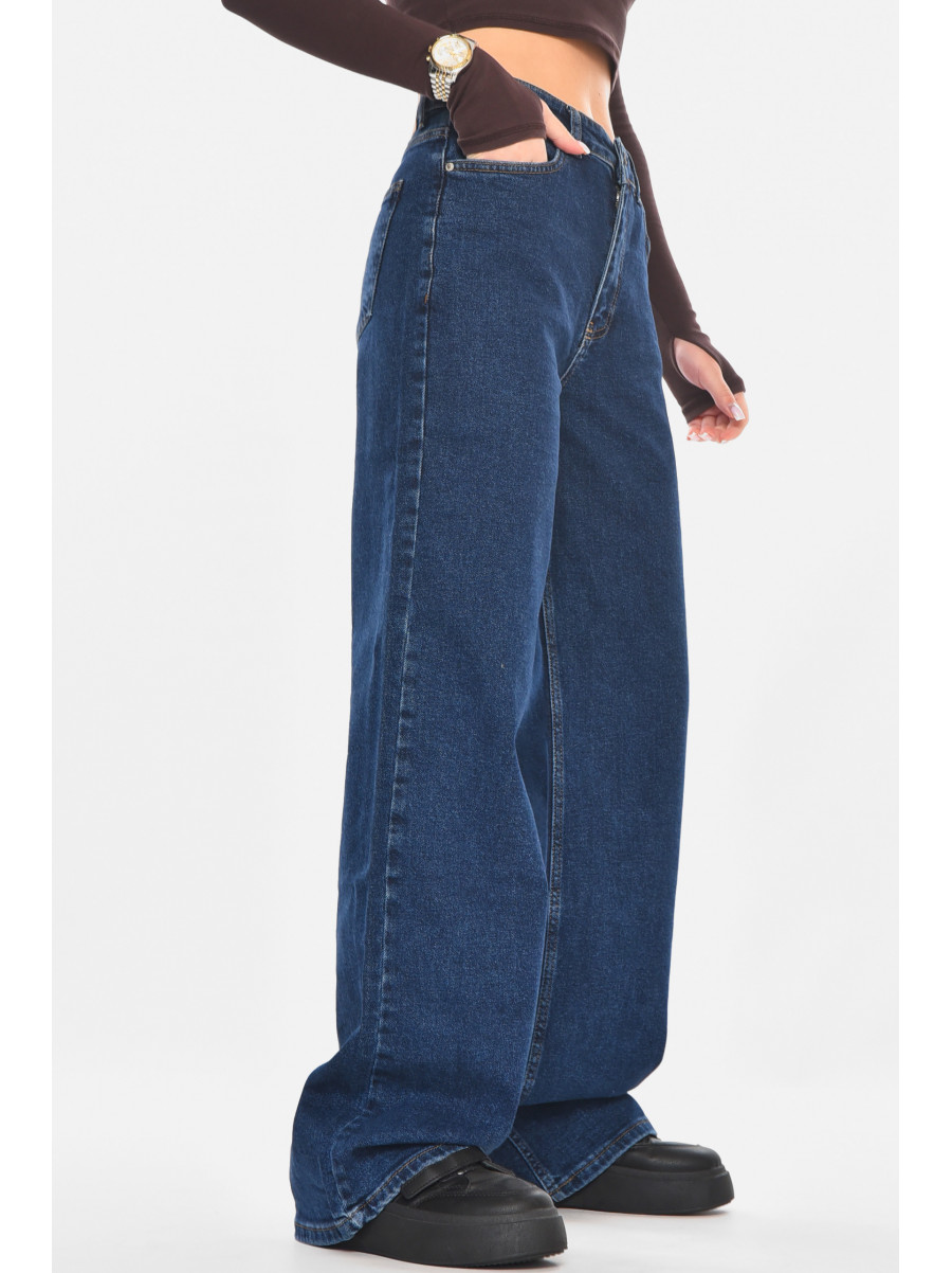 Джинсы женские однотонные тёмно-синего цвета RW-500 210743C